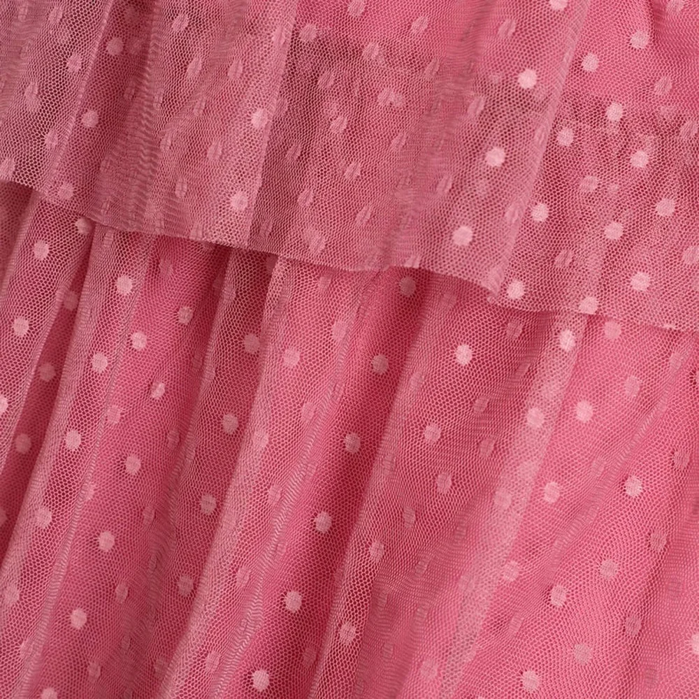 NWOT Lulus Sweetheart Style Mauve Polka Dot Bustier Tiered Midi Dress Small - Picture 6 of 12
